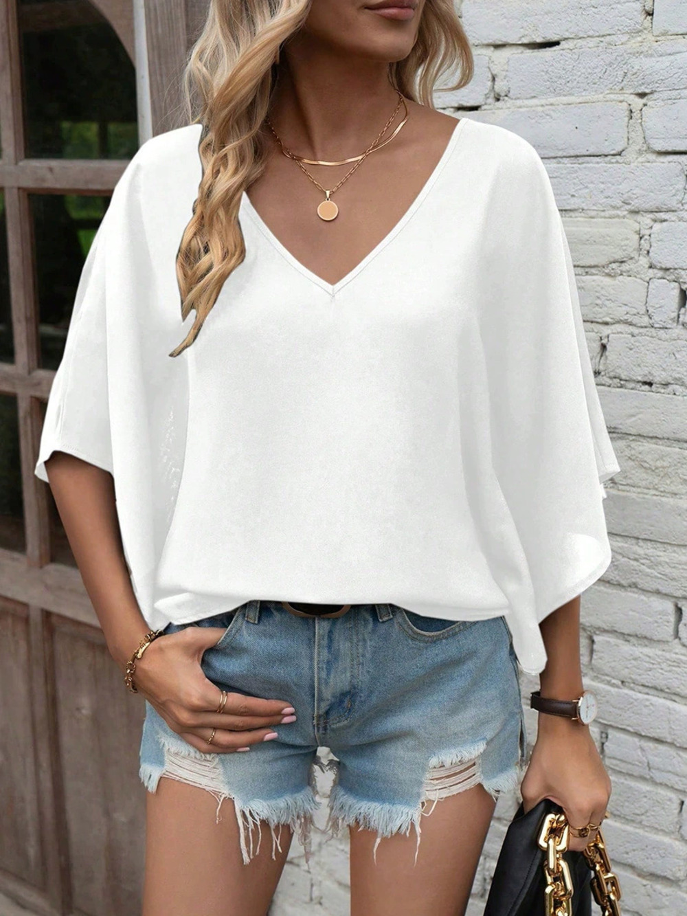 ZARA Summer New Elegant Solid Color Short Sleeve Pullover Loose Fit Top
